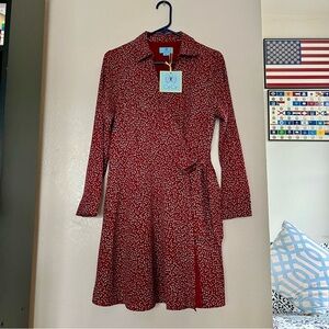 CeCe Red and White Patterned Dress